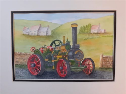 Terry, steam traction engine, watercolour.